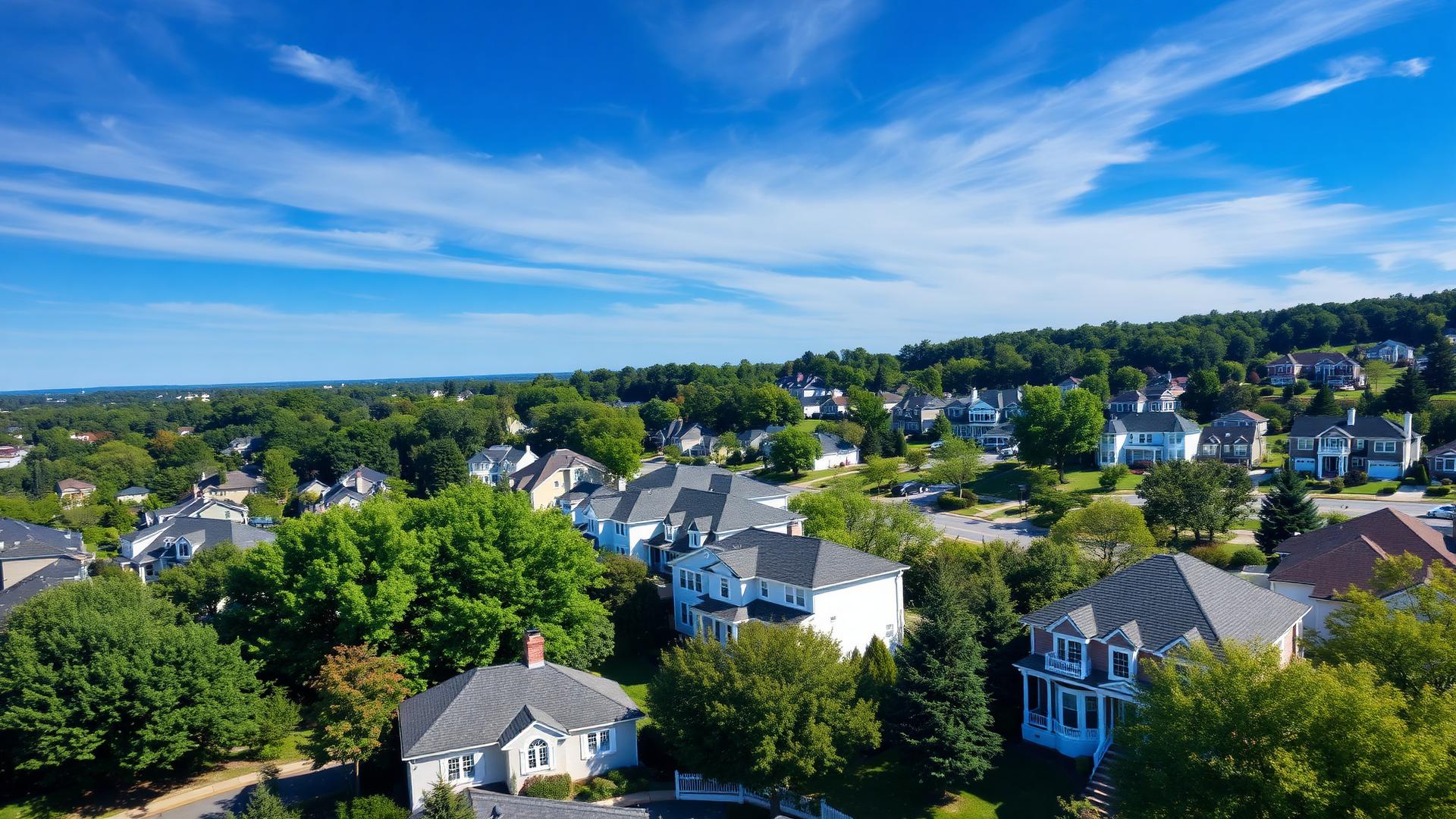 Aerial view of a Northern Virginia neighborhood served by MD Diaz Cleaning